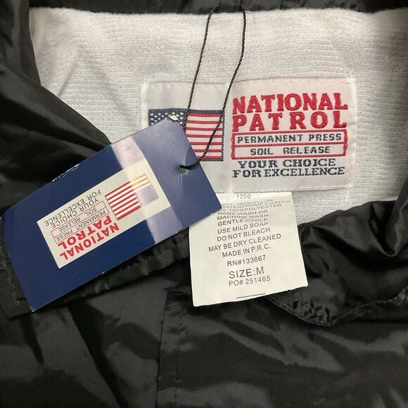 National Patrol Coach Mens Navy Black Nylon Snap Button Jacket Size Medium New - Picture 6 of 6
